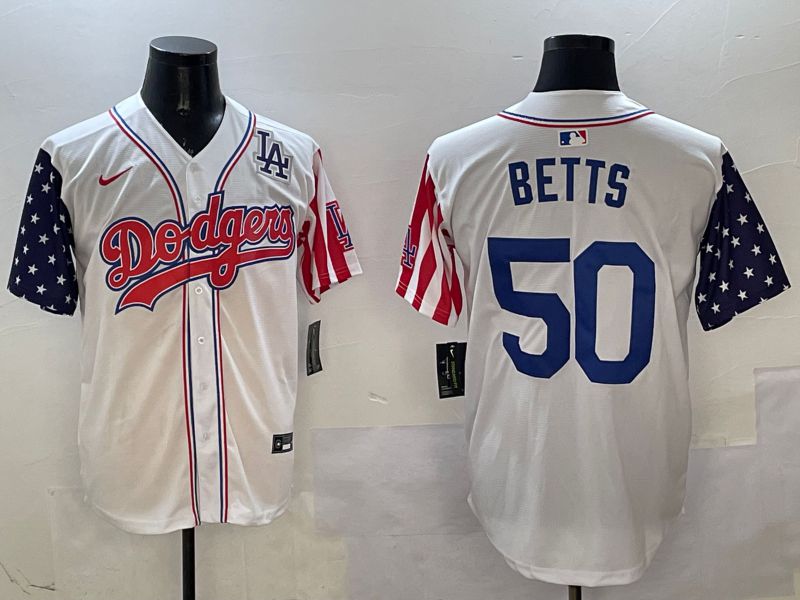 Men Los Angeles Dodgers #50 Betts White a generation of national flags Joint name 2025 Nike MLB Jersey style 2->los angeles dodgers->MLB Jersey